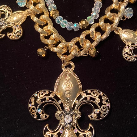 Vintage necklace and earrings Gold tone Set - Picture 7 of 10